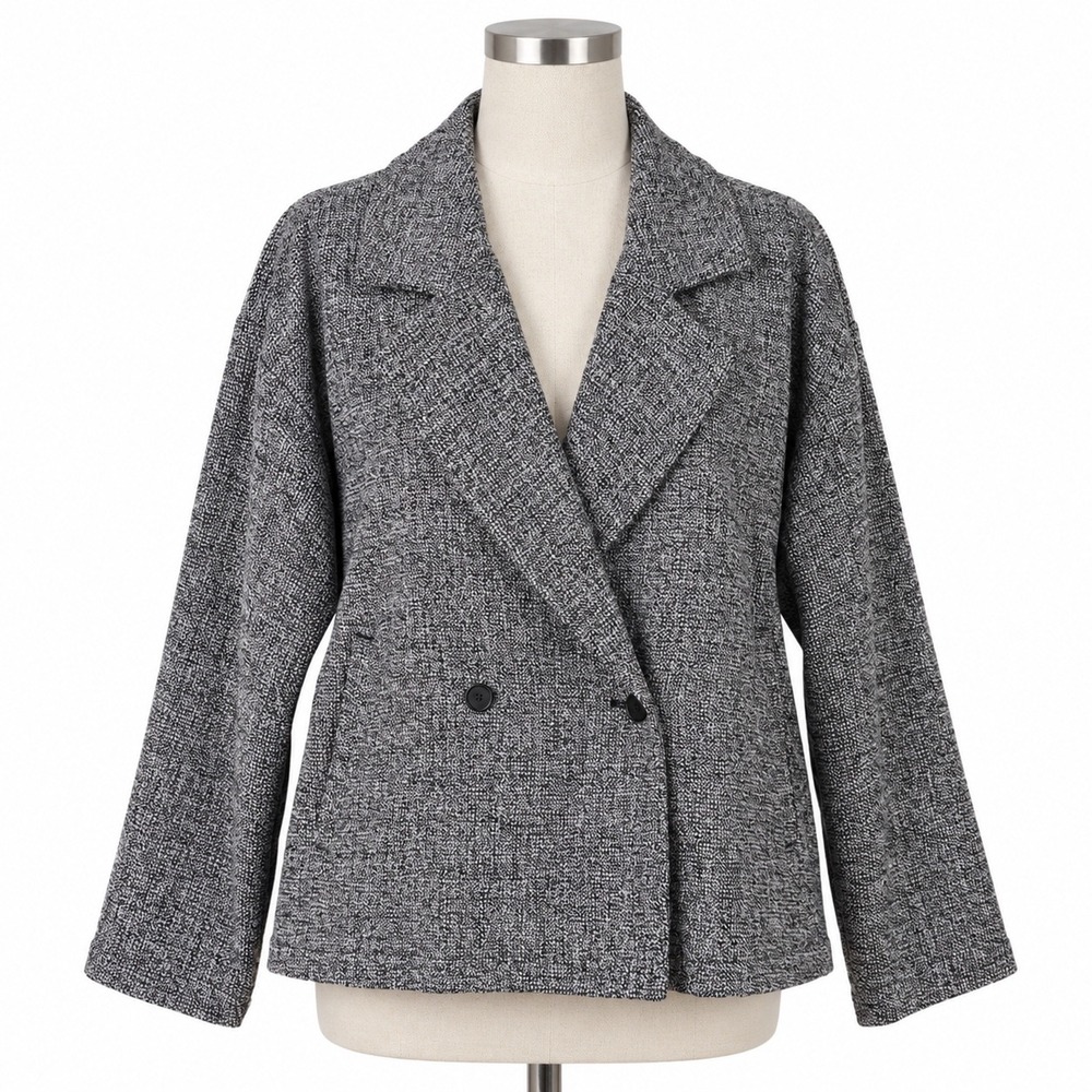 Eileen Fisher Organic Cotton Tweed Short Blazer Jacket Women's Large Career